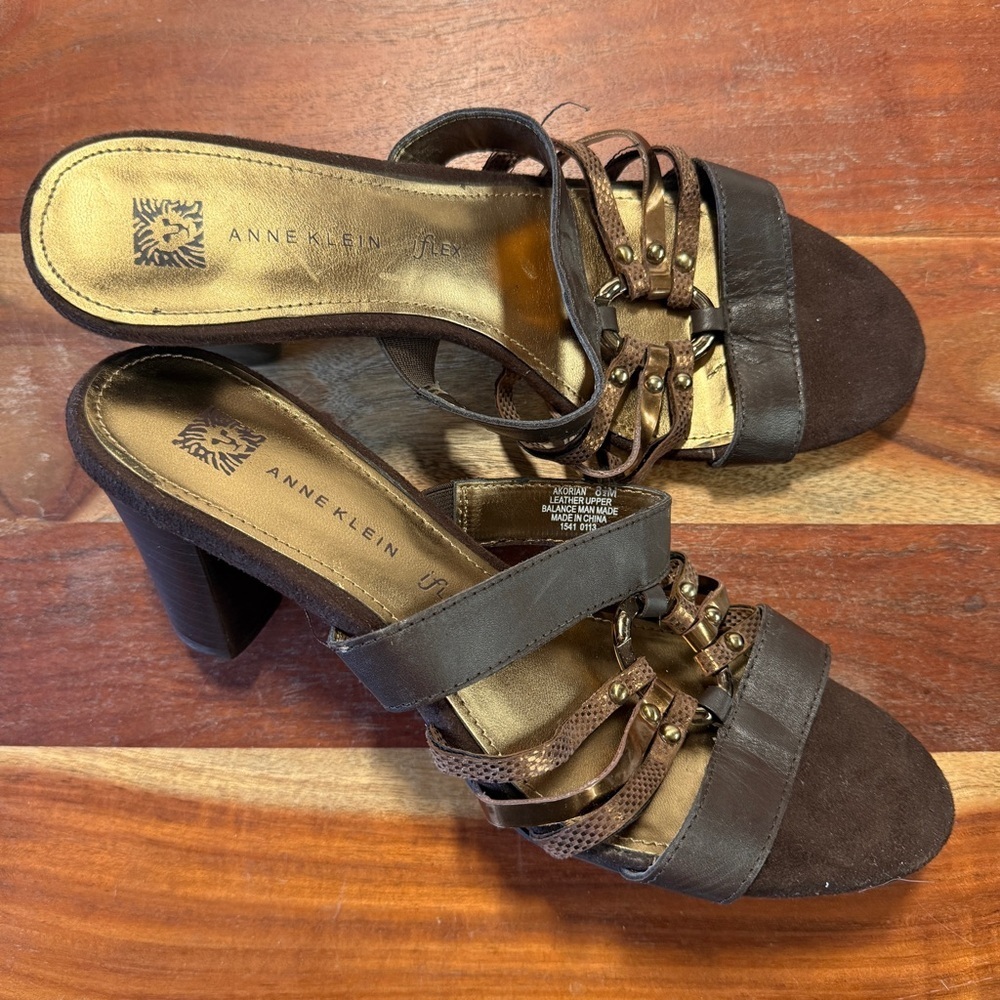 vintage y2k anne klein leather heeled sandals – size 8.5